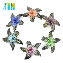 MC0057 Moda hecha a mano estrella de mar 3D flor interior Murano colgante de cristal de murano para collar 12 unids / caja